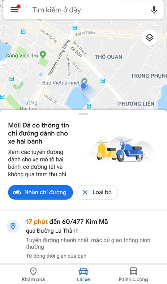 Bản Đồ Google Thêm Chế Độ Dẫn Đường Cho Xe Máy Tại Việt Nam